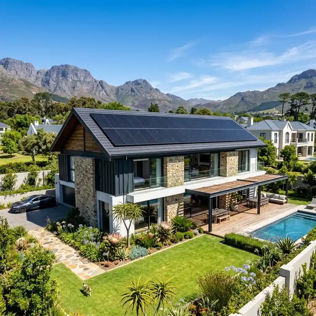 Solar panel installation on modern South African home